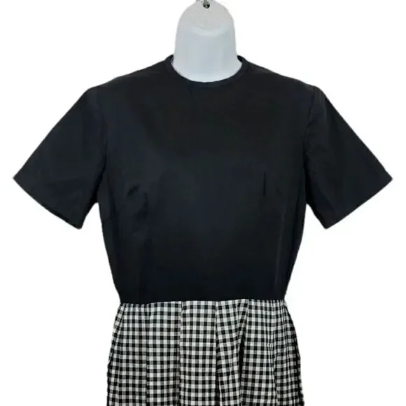 Vintage 50's 60's Handmade Gingham Fit and Flare in Black/White Dress Size Med - Picture 5 of 10